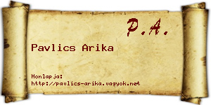 Pavlics Arika névjegykártya